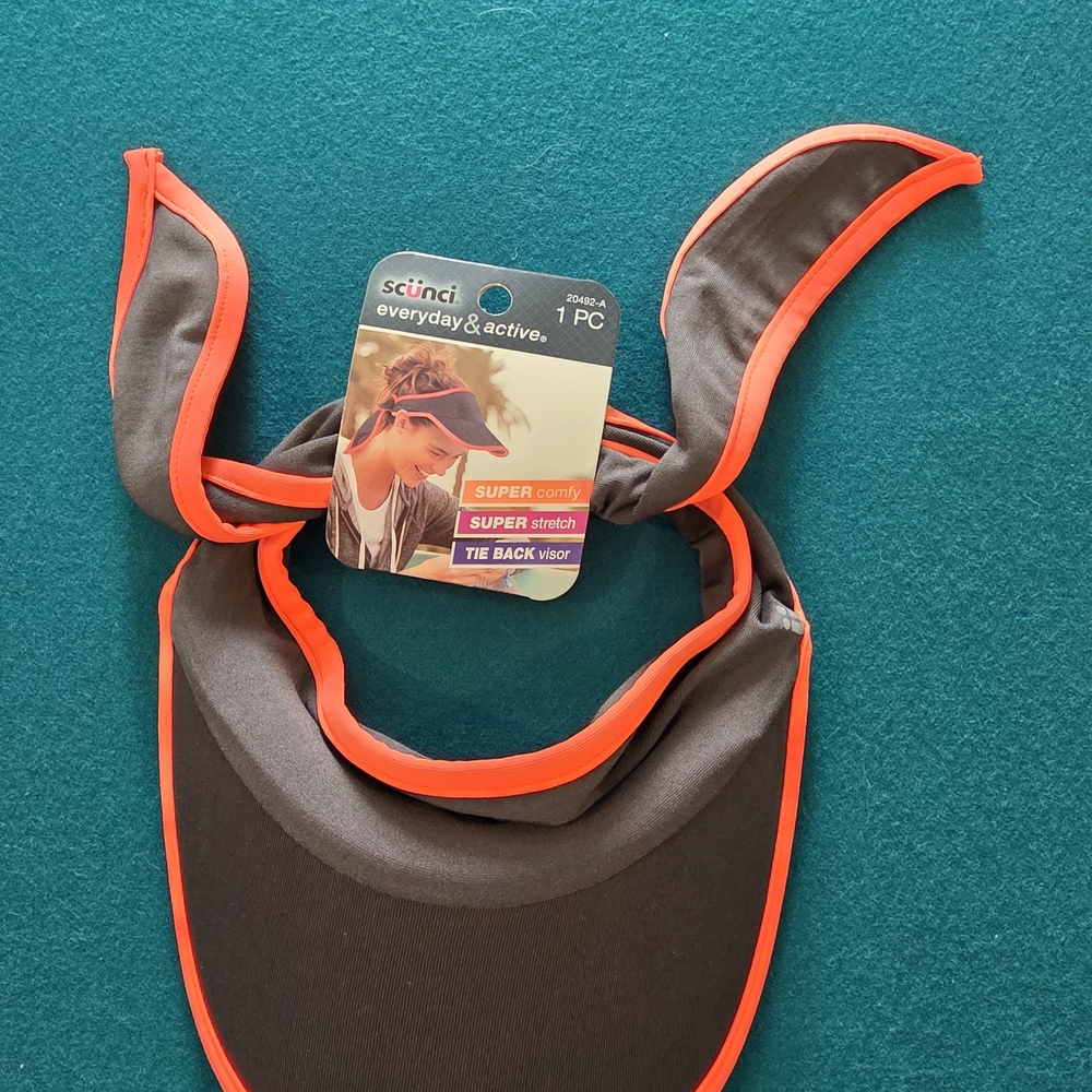 Scunci Gray and Orange Tie Back Visor